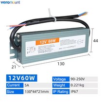 전원 공급 장치 직류 방수 조명 변압기 야외 조명 스위칭, 24V, 150W, 110V, 없음
