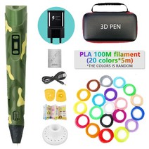 어린이 3D펜 DIY 100M 세트 3d프린터 3D용품 3d펜 드로잉 간단조작 3d용품 3D펜세트 PLA 필라멘트와 3d 인쇄 크리 에이 티브 교육 장난감 생일 선물, [01] Pla filagment, [01] Blue-9M, [01] EU adapter
