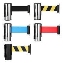 벨트 차단봉 5m 자동 안전 가이드라인 바리게이트 통제선, 실버 2미터 홍백 벨트, 1개