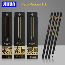 12pcs 잉 스케치 JIKUN 블랙 숯 아티스트 가루 흑연, Soft