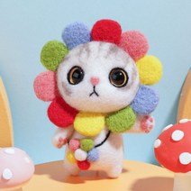 양모펠트 니들펠트 DIY만들기 패키지 SET 무지개 고양이, 무지개 고양이 (패키지 SET)