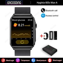 스마트워치밴드건강 혈당 온도 스마트 워치 NFC 블루투스 통화 ECG + HRV 모니터 방수 스포츠, 01 Mesh belt black