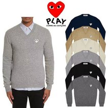 [일본직구] Comme des Garcons 2023 꼼데가르송 남성 화이트 와펜 브이넥 니트 셔츠 AZN060051