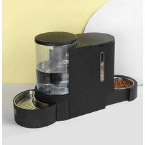 자동급식기 고양이 스마트 반려동물 배식기 급식기, 블랙(물통3L+사료1.3KG)