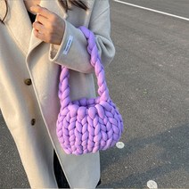 자아언트얀 뜨개가방 수제 코뜨기 토트 숄더 백 6 color (화이트 블랙 그린 퍼플 라이트블루 핑크 레즈로드), 단일사이즈