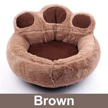 Hoopet-고양이 소파 이동식 곰의 발 침대 고양이를 위한 작은 개 짧은 플러시 애완 동물 쿠션 4 가지 색상 강아지 키티 둥지 애완동물 개집, Brown_L 65cm
