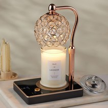 크리스탈 비주 타이머 캔들 워머 타이머 높이 불빛조절 일체형 + 천연소이캔들 370g세트, 파인유칼립투스370g, 비주_로즈골드블랙(타이머)