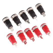 GHSHOP 10개 4mm 안전 소켓 패널 마운트 바인딩 포스트 소켓, 설명, 금속, 레드 블랙