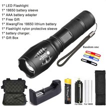 LED 손전등 휴대용 강력한 램프 XMLT6 플래시 라이트 토치 충전식 배터리 야외 캠핑 전술 플래시 라이트, D Packing, CHINA, ZOOM