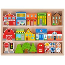 우리 동네 마을 타운 빌리지 원목 소꿉놀이 블록 Tooky Toy Town Play Set in Wooden Case