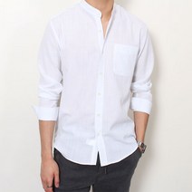 라스토케 린넨 쿨 무지 차이나 긴팔 셔츠 오버핏