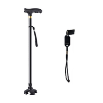 럼버웰 지팡이 고급형 4발 어르신 할머니 경량 2중 안전 길이조절, 블랙