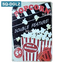 빈티지그릇 SQ-DGLZ 팝 옥수수 금속 로그인 빈티지 플레이트 카페 바 펍 클럽 홈 벽 장식 틴 징후 레트로 플라크, [02] 0195
