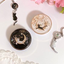 가영 달 고양이 큐빅 핸드폰 거치대 스마트톡 2종, 블랙 + 화이트