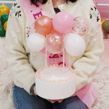 갓샵 생일 풍선 케이크 벌룬 토퍼 초 DIY 6종 생일 케, 화이트골드