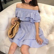 리피니피 여름 오프숄더 프릴 캉캉 플레어 원피스