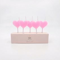 보니스유 하트초(5개입) 귀여운 생일 파티 케이크 초 캔들, 10세트, 핑크