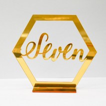 타일절단기 타일커팅기 투명 아크릴 육각형 빈 장소 카드 레이저 컷 시트 일반 타일 웨딩 장식 테이블 번호, 07 gold 7