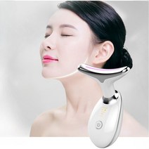 JENMV 얼굴 목 마사지기 브이괄사 EMS 얼굴 피부 탄력 마사지기 USB충전식 45도 온열 안마기 리프팅 고주파 피부 미용 안마기, 흰색