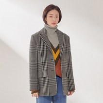 티렌 여성용 빅체크 울 블렌드 싱글 재킷 L204PWJ904