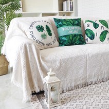 북유럽 소파 블랭킷 팔걸이 없는 쇼파 커버 천 리폼 이케아 러그 캠핑 담요 커버링, 아이보리 M