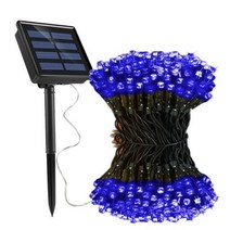 태양 LED 요정 조명 야외 정원 방수 장식 8모드 파티오 크리스마스 파티 결혼식, 1PACK Blue, 52M-500LEDS