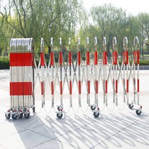 이동식 접이식 자바라 바리케이트 보안 울타리 바퀴식 펜스 정문 주차 스틸 바리케이트, 1.1x9m