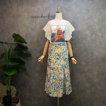 라임브릿지 맥 플라워 뒤 밴딩 후레아 스커트