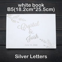 스크랩북 소박한 양장본 위한 용품 게스트 된 방명록 A4/A5 결혼식 소원 책 나무로되는 앨범 세례 Mariage 훈장, [01] 18.2 X 25.5cm, [03] Model 2-Silver Text