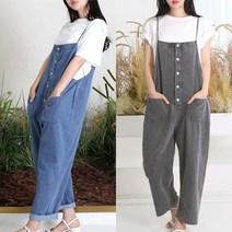 여자 멜빵 바지 면 여성 점프수트 빅사이즈 편한 봄 여름 가을 데일리