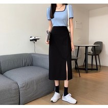 블랙 여성 봄가을 여름 작은 키 A라인 미디스커트