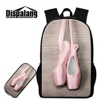 토슈즈필통 발레슈즈 파우치 Dispalang 발레 신발 인쇄 배낭 소녀를위한 예쁜 청소년을위한 학교 가방 Bookbag 및 어린이를위한 연필 케이스, 5.브라운
