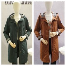 올리비아로렌 (가격인하) 체크배색 스트링 봄 가을 야상 사파리 롱 점퍼 vvcclvf8311