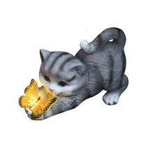 야외 조각상 화단 장식품 꾸미기 소품 유명한 Led 태양 빛 수 지 고양이 나비 동상 야외 정원 마당 장식 프, 01 GY