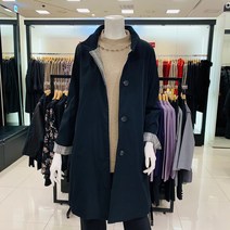 요하넥스 안단 체크배색 차이나카라 트렌치코트(다크네이비)