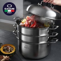 까사니 쿠치나 IH 3단스티머 32.36cm 인덕션 스텐 만두 해산물 대게 찜기 찜솥 찜냄비, 32cm스티머