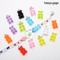 하리보 곰돌이 비즈 팬던트, 골드고리, 불투명 베이지