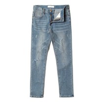 남자찢청 코디하기 좋은 컬러 데일리 패션 연청바지 남성 연청 일자 팬츠 구제청바지 봄청바지