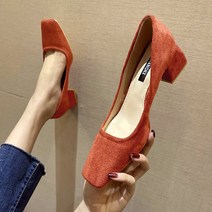 명브띠 스퀘어 펌프스 하이힐 구두