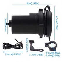 오토바이 DC 9-24V 휴폰 전원 공급 장치 USB 포트 소켓 충전기 방수, 01 Black