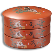 차보관함 차통 자사차통 도자기저장 밀폐 저장다방칠병풀티박스 수납, 01 다과통자사다도(단층 덮개 없음)