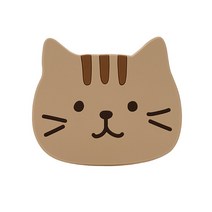 티코스터 동물티코스터 고양이 실리콘, 고양이 컵받침대 1P 노랑이