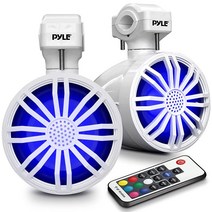 Pyle 블루투스 방수 오프로드 스피커 - 3.5인치 40W 해양 등급 우퍼 사운드 시스템 RGB 조명 풀 레인지 야외 오디오 스테레오 오토바이 ATV 지프 보트용 브래킷 포함 화