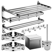 스테인리스 스틸 줍아 걸레 걸이 욕실 수건 걸이 세트, 6종 세트