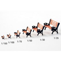 카페 야외 벤치 의자 2인 4인 원목 철제 5PCS 1/25-1/150 스케일 플라스틱 벤치 미니어처 샌드 플레이트 모, 06 25th Scale(5PCS)