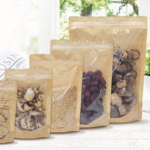 홍진포장 전면투명 후면 크라프트 지퍼스탠드 스탠딩지퍼백 100장 사이즈 7종, 25 x 33cm - 100장 (장당349원)