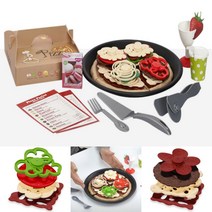 캐스B 콤비네이션 피자 플레이 토핑 조각 만들기 서버 집게 역할 놀이 조립 상자 박스 세트 핏자