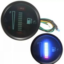 유면계 오일 게이지 유온계 수위계 범용 52mm 자동차 오토바이 연료 레벨 미터 게이지 8 LED 조명 디스플레이, 12V Blue