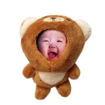 포토톡 입체인형 얼굴인형 자캐인형 갈색곰 스몰사이즈