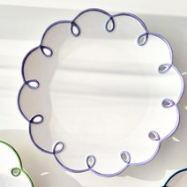 레트로 컬러 꽃모양 접시 / 플라워 림 플레이트 디저트 케이크 접시, 퍼플(Purple)